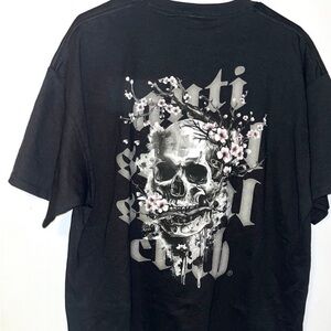 Anti Social Social Club Your Majesty skull sakura cherry blossom t-shirt